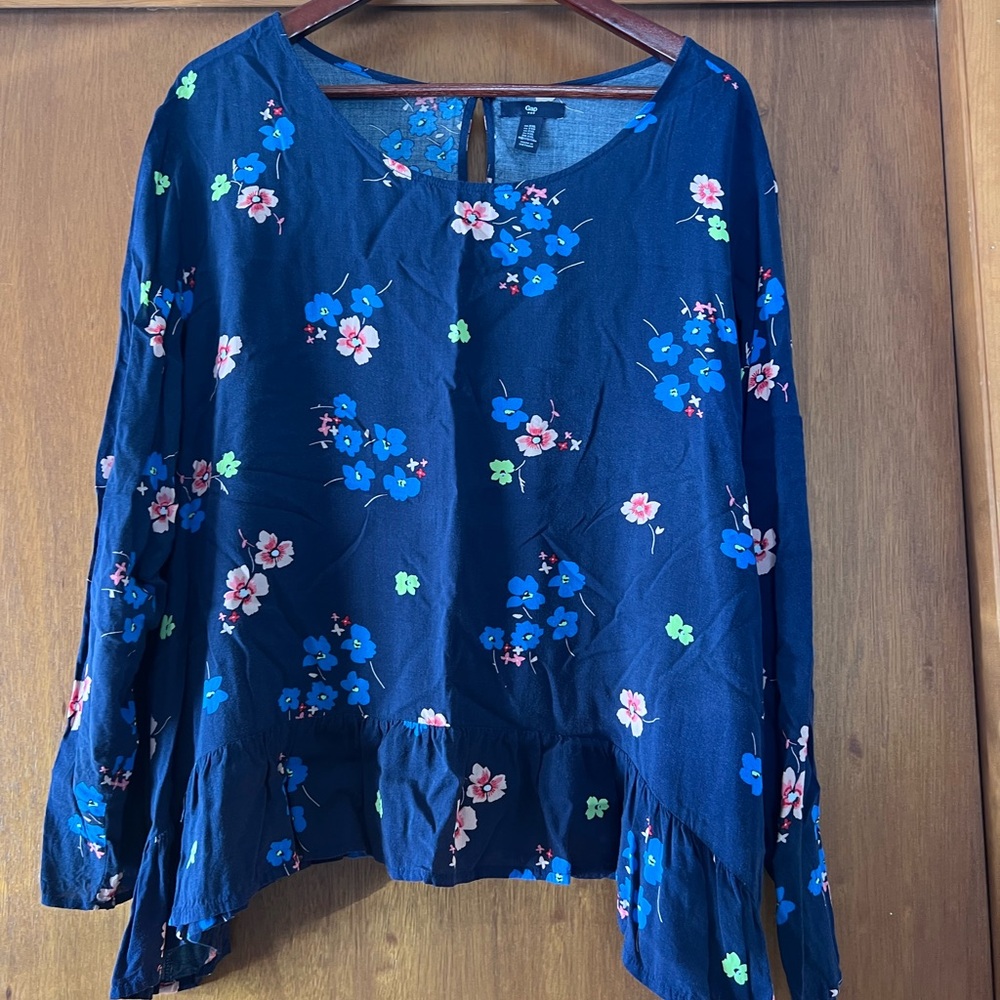 GAP Navy Blue Floral Blouse